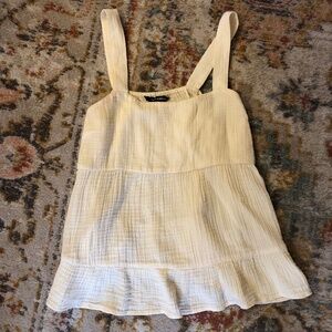 KappAhi cream/beige waffle knit strap top, size M, excellent!